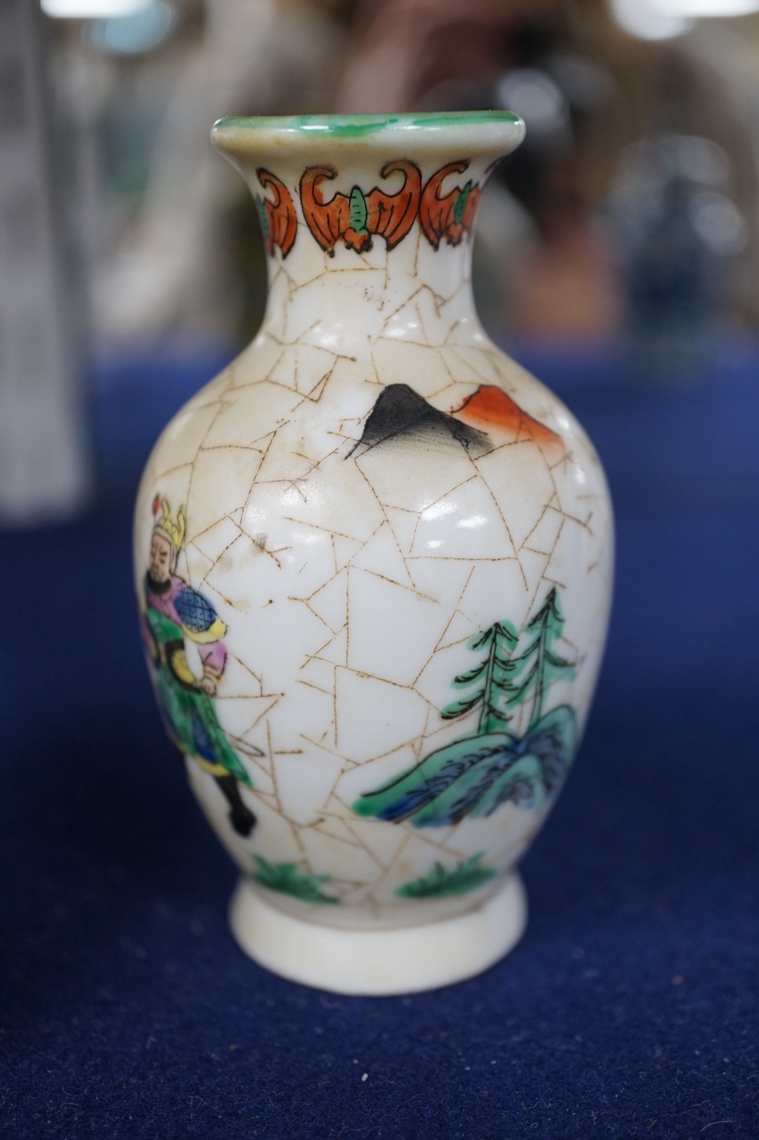 Two 19th century Chinese porcelain small vases and a small famille rose vase, tallest 11cm high